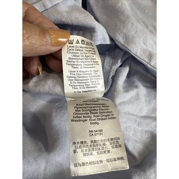 DKNY Side Stitch Denim Twill Drawcord Shacket Shirt Island Wash Plus Size 3X - Picture 7 of 7